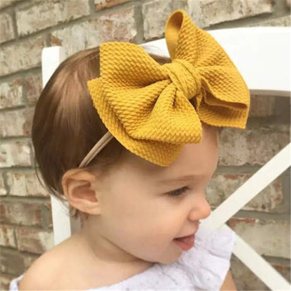 

cute big bow hairband baby girls toddler kids elastic headband knotted nylon turban head wraps bow-knot hair accessories fj716, Slivery;white