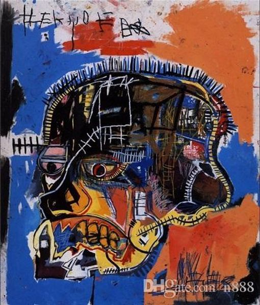 

jean michel basquiat "scull" handpainted & hd print home decor abstract graffiti wall art oil painting on canvas.multi size g60 20