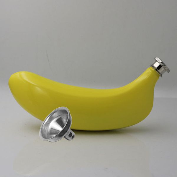 

новый творческий 5 унций 304 нержавеющей стали банановые фляги роскошные посуда виски ликер металлическая колба алкоголь воронка бесплатно d