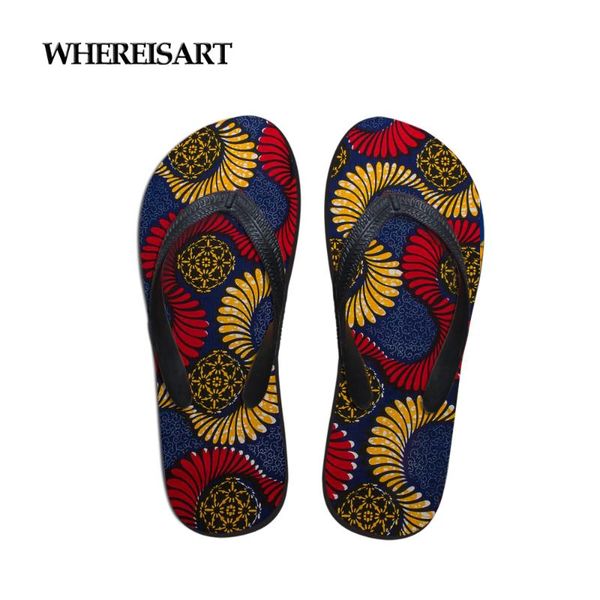 

whereisart african style flip flops women slippers sandals flat female indoor outdoor flip-flops tongs femme sandales africaine, Black