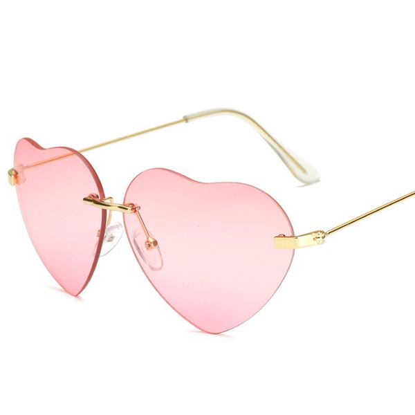 

fashion design love heart sunglasses brand women rimless sun glasses pink red gafas elegant shades lady vintage eyewear, White;black