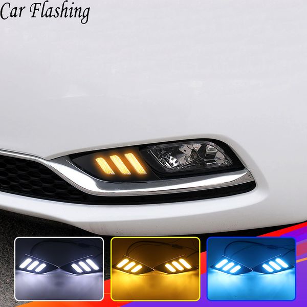 

car flashing 1pair led daytime running light fog lights for kia 2013 2014 2015 2016 led drl day light with yellow turn signal