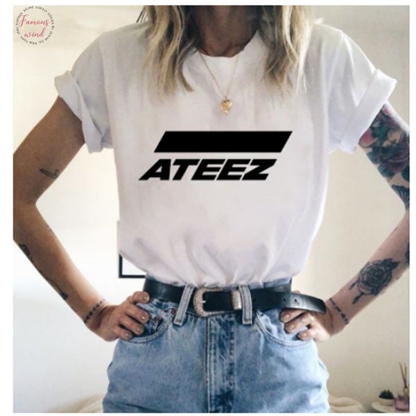 

luslos ateez t shirt fashion korean style women t shirts fans tee female short sleeved summer streetwear tshirt white tees