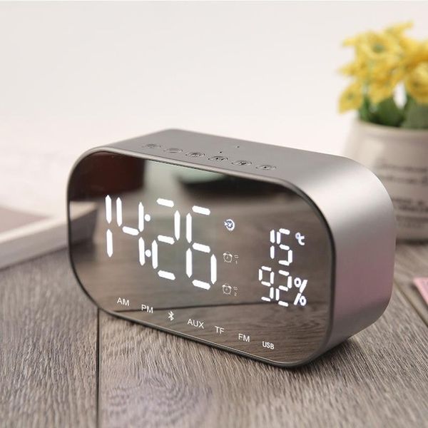 

digital led clock multifunctional noiseless led mirror clock display time / temperature electronic desk table clocks speaker zj0356