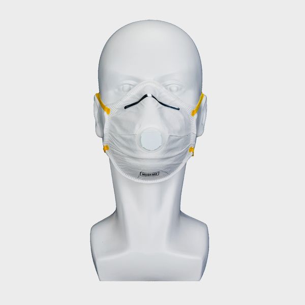 

stapled yellow head band half dust mask niosh n95 respirator with valve