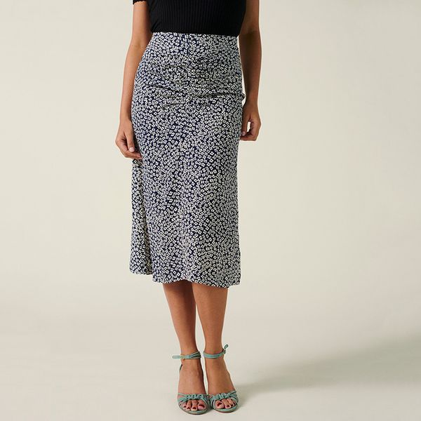 

women's floral midi skirt 2020 vintage korean style long high waist midi skirt for women a-line elegant skirts summer autumn, Black