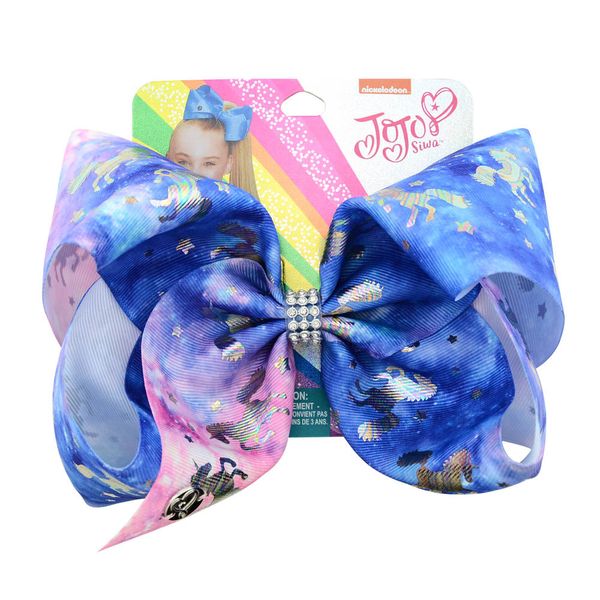 

8" hair bows for girls with clips cartoon hair jojo bows clips kids handmade knot ribbon hairgrips accessories, Slivery;white