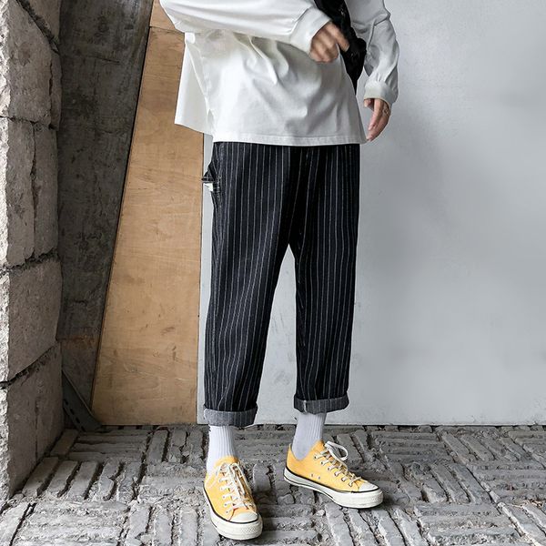 

main push will code easy vertical stripe dad pants work clothes jeans black a161 -c121 -p50;, Blue