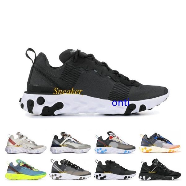 

epic react element 87 undercover running shoes men women designer sneakers dark grey p blue sports trainer shoes, Black