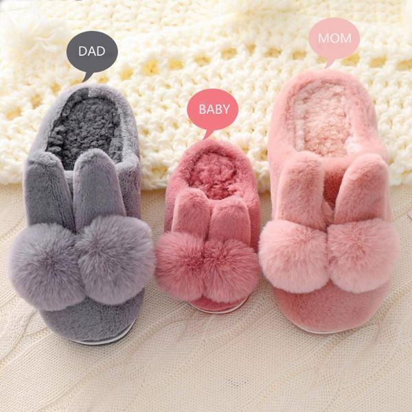 

shoes woman slippers flip flops family dad and mom soft cartoon solid winter warm indoor slipper shoes moda feminina#d9, Black