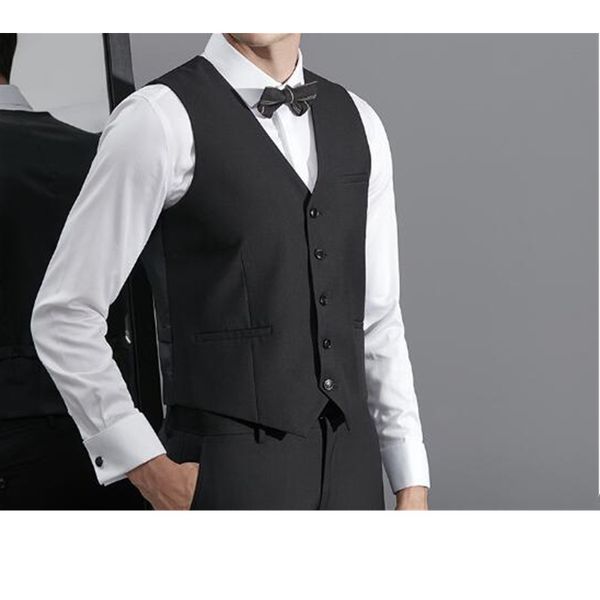 

autumn new men's slim style dress suit vest fashion elegant business suit vest, Black;white