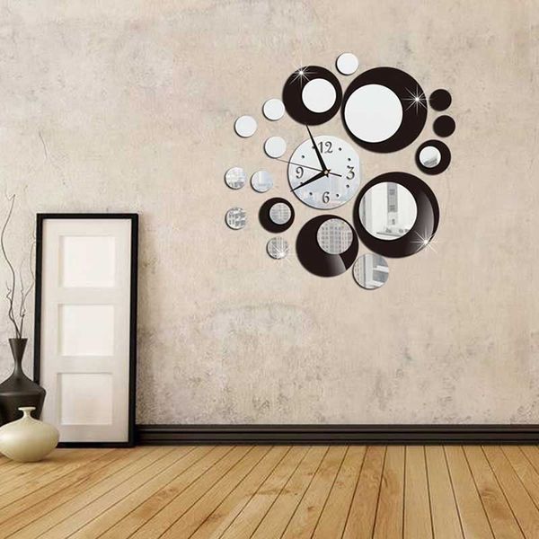 

new quartz wall clock diy acrylic mirror 3d stickers needle living room clocks