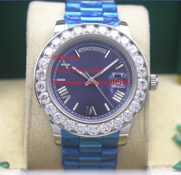 

factory supplier luxury wristwatches sapphire glass 41mm day-date blue dial 228239 diamond bezel automatic mechanical mens watches, Slivery;brown