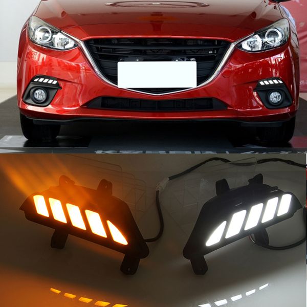 

1 pair for mazda 3 axela 2014 2015 2016 car dynamic led dimming and turn signal light style 12v led drl daytime running lights