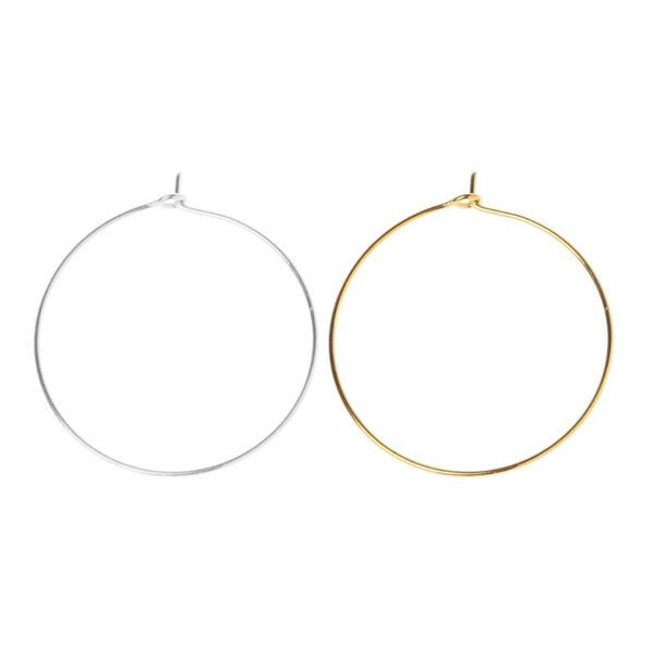 

100pcs 30mm gold sliver wine glass charm rings earring beading hoop party favor, Golden;silver