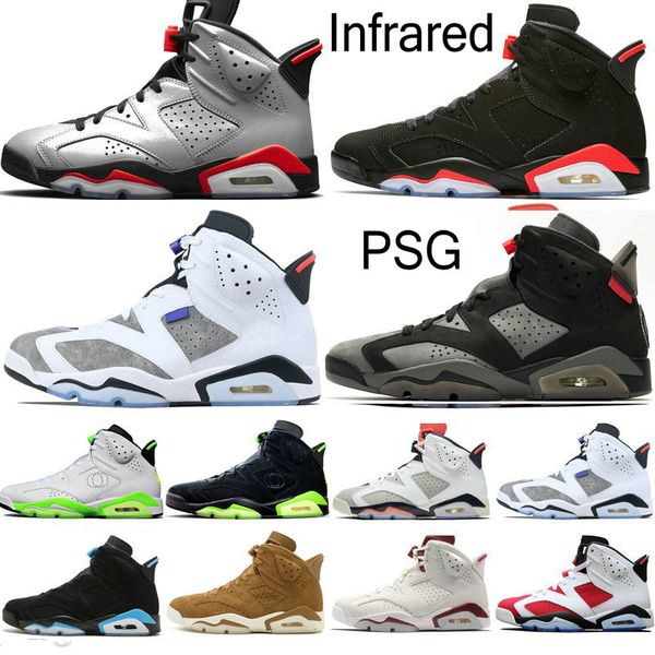 

2020 psg black infrared flint 6 6s basketball shoes men mens unc tinker black cat gatorade green carmine wheat sneakers trainers size 7-13