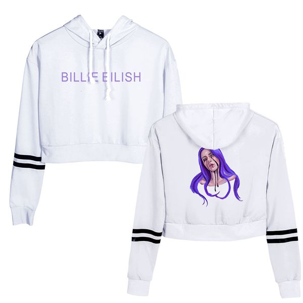 

billie eilish hoodies crop women spring autumn cotton billie eilish girl's sweatshirts, Black
