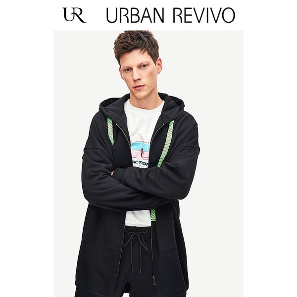 

ur2019 spring new men's zip-detailing hoodie coat mv01s1ln2000, Tan;black