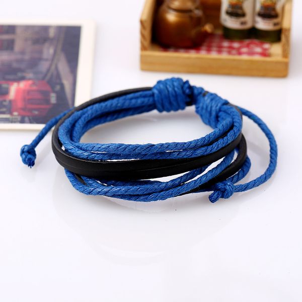 

design multi-layers handmade braided black green blue leather bracelet bangle for men male hand jewelry for birthday gift, Golden;silver
