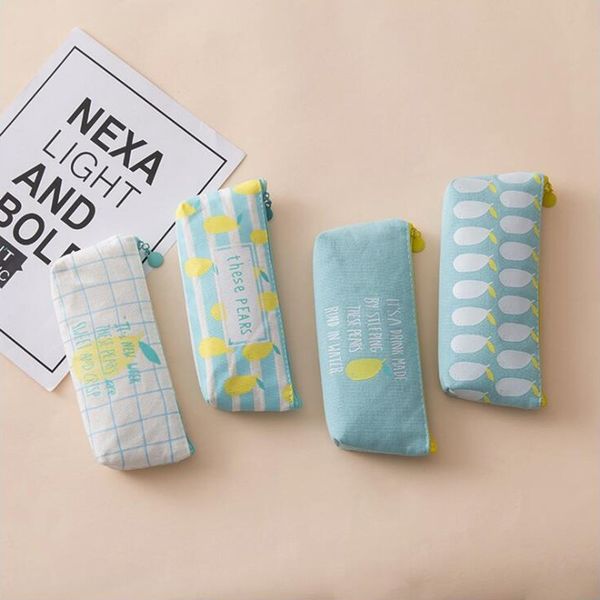 

корейский простой небольшой свежие фрукты пенал канцелярские и школьные принадлежности большой емкости холст материал карандаш сумка 1 шт