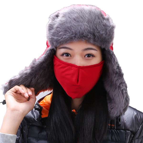 

tuban winter windproof hat warm head cover face mask face hat winter outdoor ride thicker ski caps, Black;white