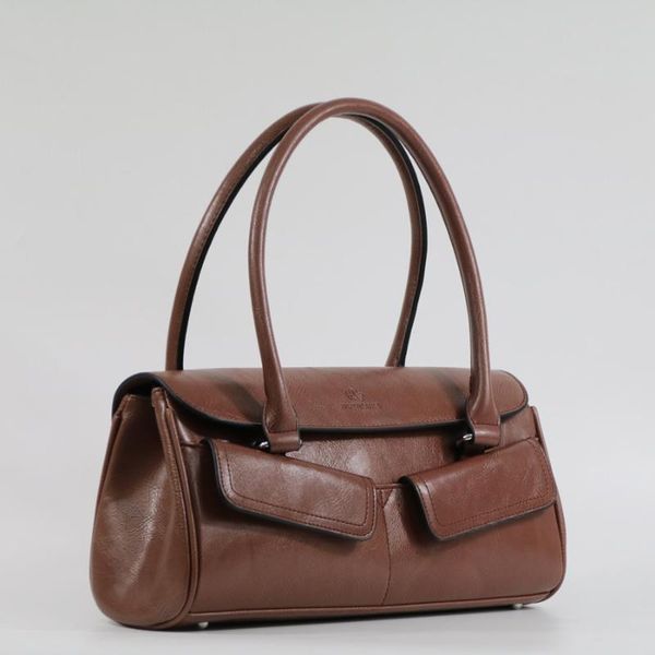 

women leather bag\handbag fashion retro double pocket bag 2019 new ladies' shoulder bag tote ~quality guaranteed