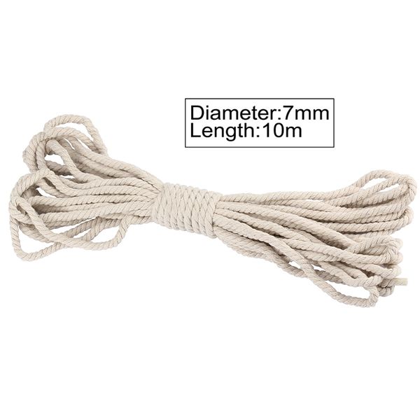 

7mm diameter white beige 10 meters cotton twisted cord rope craft macrame art craft string diy handmade thread cord, Black;white
