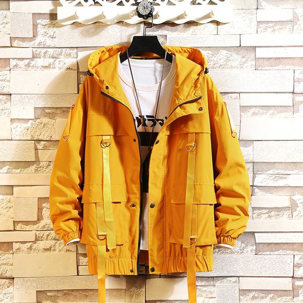 

autumn and winter men's jackets fashion long sleeve jacket men streetwear zipper pockets men's tooling coat hip hop men clothes, Black;brown