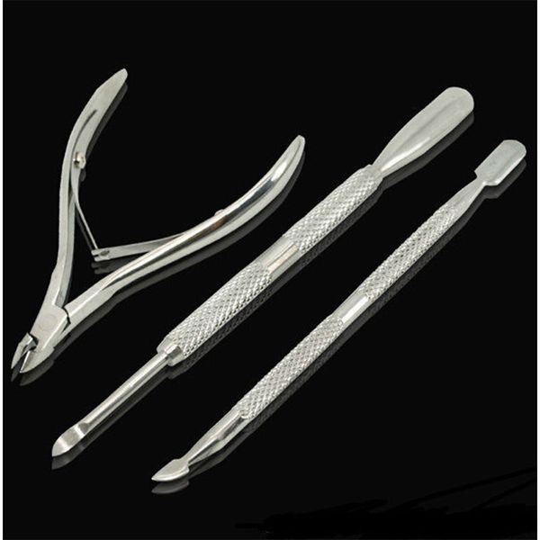 

3pcs/set stainless steel nail cuticle spoon pusher remover cutter nipper clipper cut set hot