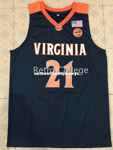 

2018 new #21 isaiah wilkins virginia college retro basketball jersey all size embroidery stitched customize any name and name xs-6xl vest je, Black;blue