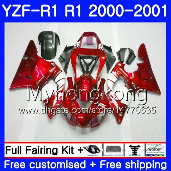Тело для YAMAHA YZF 1000 YZF R 1 YZF-1000 YZFR1 00 01 кадр 236HM.AA YZF-R1 00 01 Кузов темно-красный запас YZF1000 YZF R1 2000 2001