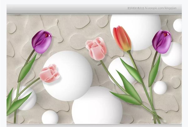 Пользовательские фото Обои для стен Тюльпан мяч 3d гостиная ТВ диван фон настенная роспись обои papel de parede