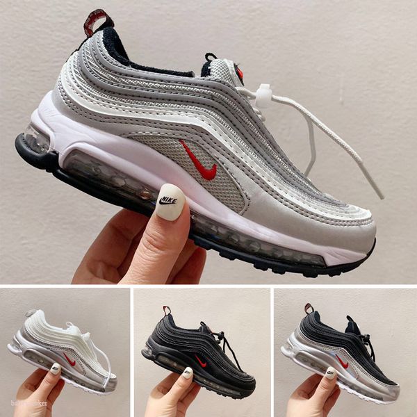 

nike air max 97 бесплатная доставка дети беговая обувь мальчики бегун серебристый розовый синий черный дети открытый малыш спортивные мальчи, Black