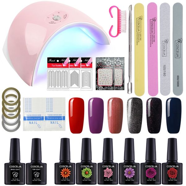 

coscelia manicure set 6pcs gel nail polish 36w uv led lamp set for gel varnish nail art tools for manicure polish