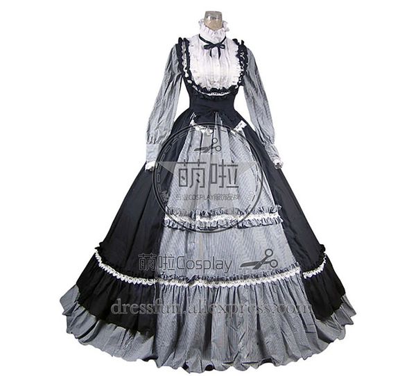 

victorian gothic lolita steampunk dress ball gown cosplay costume surface and white lace classical dress fashion for party, Black;red