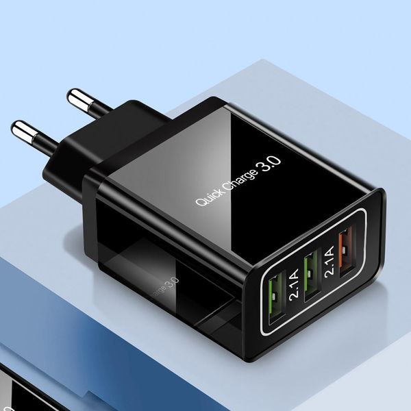 

high quick charge 3.0 wall travel usb charger 3 port eu us plug adapter for iphone xs 8 7 samsung s8 xiaomi fast mobile phone charger