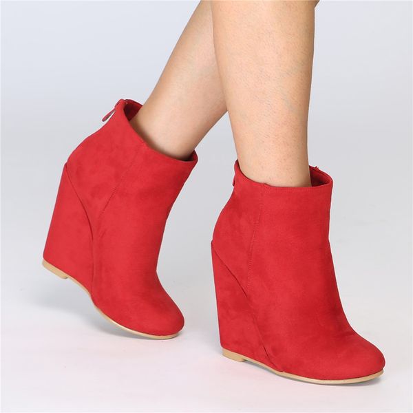 

kolnoo new realpics ladies wadge heel boots wedding party prom ankle booties warm-hook deco fashion dress evening boots shoes n051, Black