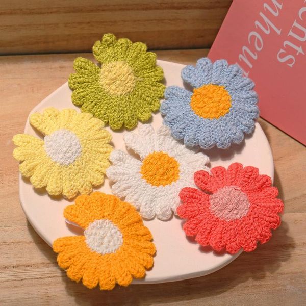 

woman girl children's little daisy hairpin girl princess cute wool small hairpin headdress head back clip, Slivery;white