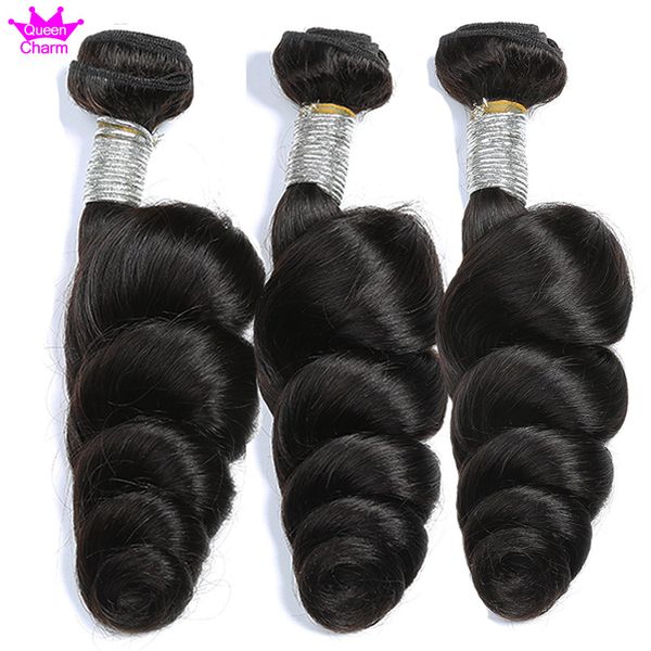 

charm queen hair brazilian loose wave bundles 8-28 inch human hair weave bundles 3/4 pcs 100g natural virgin human hair ship, Black