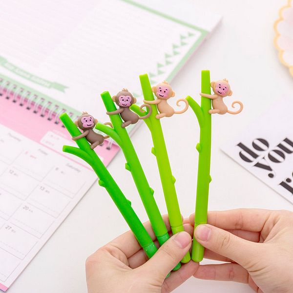 

20 pcs cute monkey cartoon gel pen writing pen plastic material escolar kawaii stationery school office supplies for children