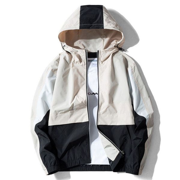 

new hooded jackets men fashion patchwork windbreaker jacket male outwear casual tracksuit coat hip hop streetwear jacket men, Black;brown