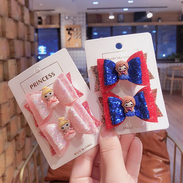 

new 3inch princess glitter hair clips for girls fashion multi-layered bowknot hair accessories barrettes for kids bows, Slivery;white