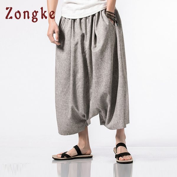 

zongke chinese style cross-pants men clothing 2018 hip hop joggers men pants ankle-length japanese streetwear pants 5xl, Black