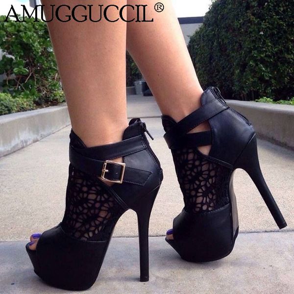 

customize 2020 plus big size 35-52 black zip buckle fashion high heel platform females lady sandal women summer boots x1989