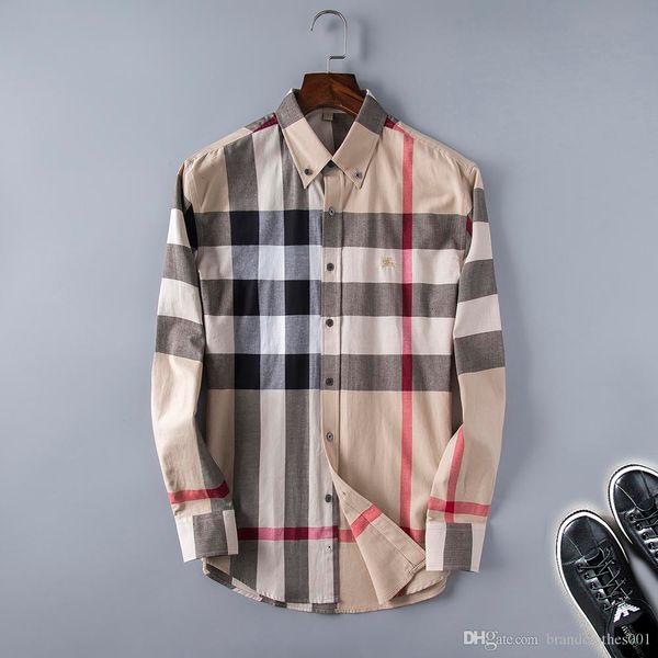 

brand mens designer long sleeve shirts firmate dress shirts fashion casual luxury shirt plaid shirt homme button up 0005, White;black