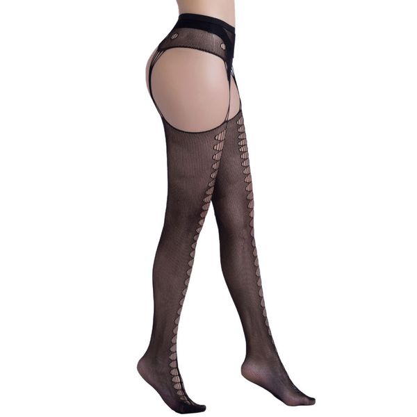 

women lingerie stockings suspender belt fishnet pantyhose transparent pantyhose lingerie garter fishnet open tights, Black;white
