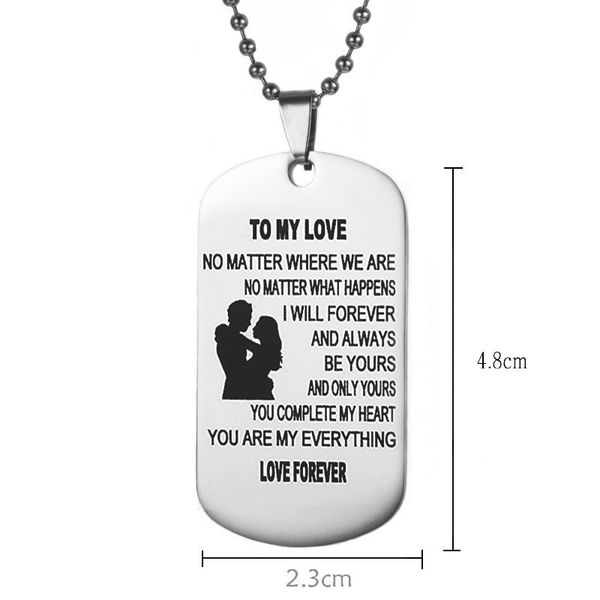 

to my love wife and girlfriend lovers soul mate dog tag lettering key ring ladies valentine's day anniversary stainless steel military, Silver