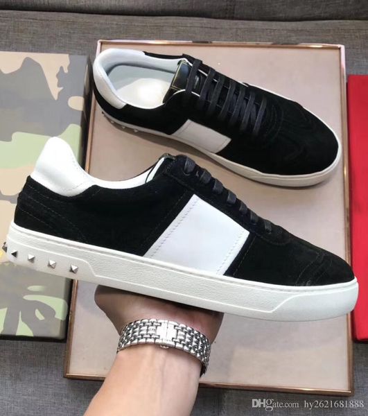 

new men's shoes suede leather stitching casual sneakers size 38-45 ing, Black