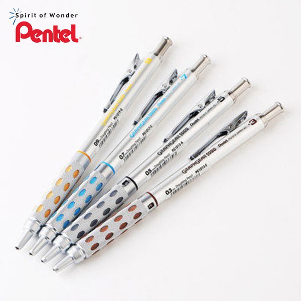 

4 pentel graphgear 1000 mechanical drafting pencil set pg1013/15/17/19(0.3/0.5/0.7/0.9mm, Blue;orange