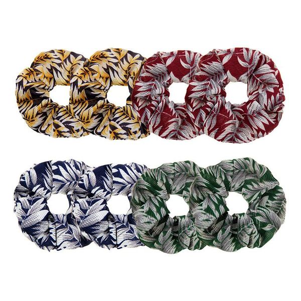 Ins Hair Scrunchies Newest Leaf Tie Dye Hair Band Stretchy Rainbow